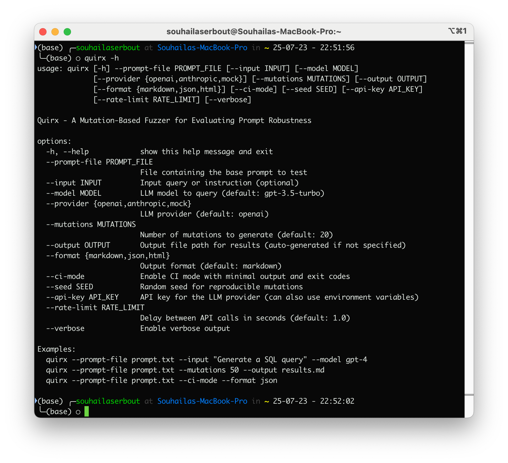 CLI Help Screenshot